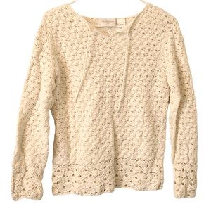 Liz Claiborne Petites Crocheted Popover Sz Med